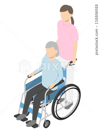 Wheelchair caregiver (isometric) 138806088