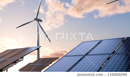 wind turbine and solar panal 138806099