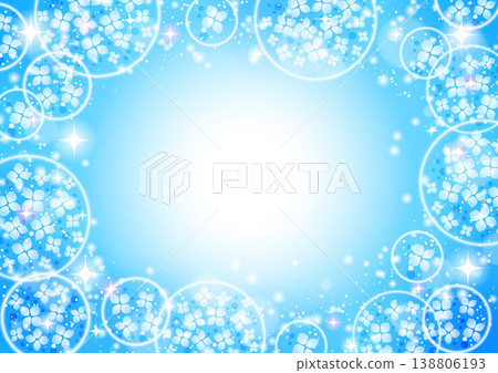 繡球花球，背景，雨季，六月，可愛，插圖，閃光，藍色 138806193