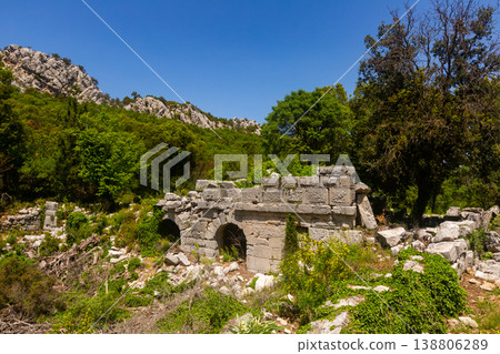 Heritage ruins sarnic in ancient city of Termessos in Taurus Mountains Heritage ruins sarnic in ancient city of Termessos in Taurus Mountains 138806289