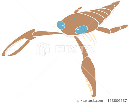 A pop-style illustration of a sea scorpion (Pterygotus). A pop-style illustration of a sea scorpion (Pterygotus). 138806387