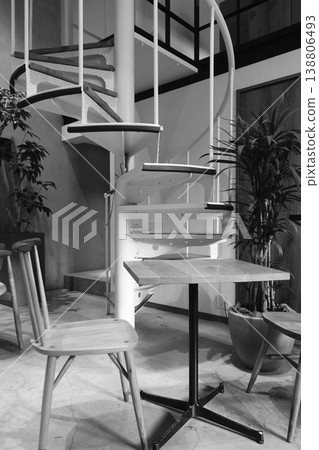 Cafe with a spiral staircase Cafe with a spiral staircase 138806493