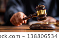 Judge gavel wooden hammer in court of law. 138806534