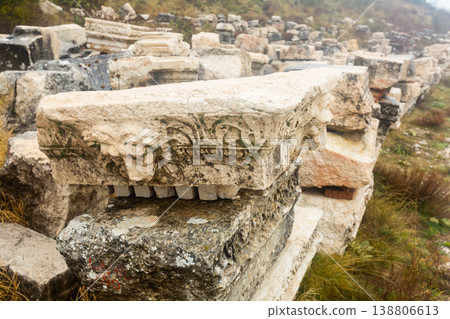 Architectural and sculptural details on ruins of ancient Sagalassos, Turkey Architectural and sculptural details on ruins of ancient Sagalassos, Turkey 138806613