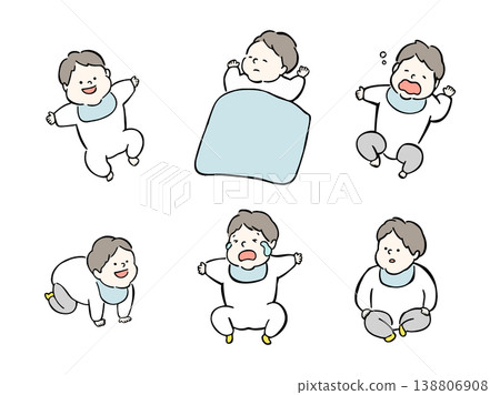 嬰兒各種臉部表情插圖集_3 嬰兒各種臉部表情插圖集_3 138806908