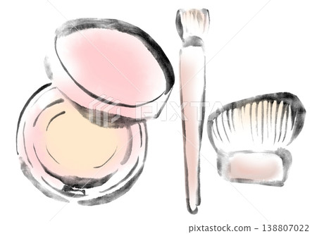 Ink painting illustrations, sumi-e (ink painting), cosmetic items 138807022