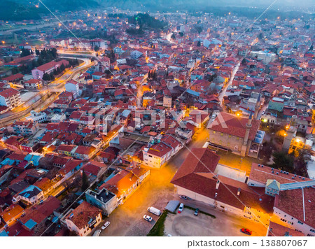 Flight over city Burdur in evening. Turkey Flight over city Burdur in evening. Turkey 138807067