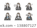 一組女學生各種表情的向量圖素材 138807127