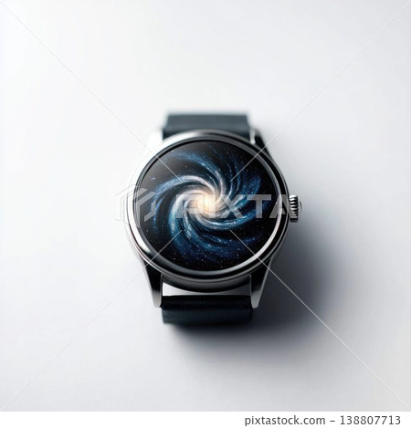 Cosmic Timepiece with Spiraling Galaxy Face 138807713