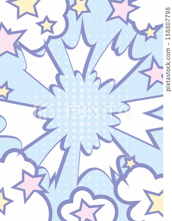 Pastel cartoon-style explosion background with stars and clouds Pastel cartoon-style explosion background with stars and clouds 138807798