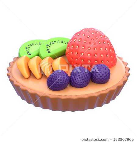 Cute 3D Fruit Tart Icon, Fresh Dessert with Strawberry Kiwi and Blueberry, Soft Rounded Illustration for Bakery UI App Icon Food Sticker Design Description Cute 3D Fruit Tart Icon, Fresh Dessert with Strawberry Kiwi and Blueberry, Soft Rounded Illustration for Bakery UI App Icon Food Sticker Design Description 138807962