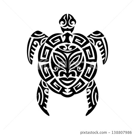 Maori turtle animal tribe graphic tattoo or symbol. Maori warrior folk tattoo, Samoan tribal black decoration. Polynesian tribe abstract symbol Maori turtle animal tribe graphic tattoo or symbol. Maori warrior folk tattoo, Samoan tribal black decoration. Polynesian tribe abstract symbol 138807986