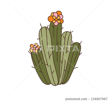 Western cactus vintage 70s groovy sticker or patch. Western 70s 80s tag, Texas retro groovy vector sticker. Wild West vintage hippie label or patch with desert blooming cactus plant Western cactus vintage 70s groovy sticker or patch. Western 70s 80s tag, Texas retro groovy vector sticker. Wild West vintage hippie label or patch with desert blooming cactus plant 138807987
