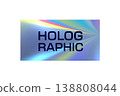 Iridescent hologram Y2K rectangular sticker or tag. Quality certification Y2K gradient foil tag, official award metallic holographic vector patch. Authenticity certificate sticker or rectangular label 138808044
