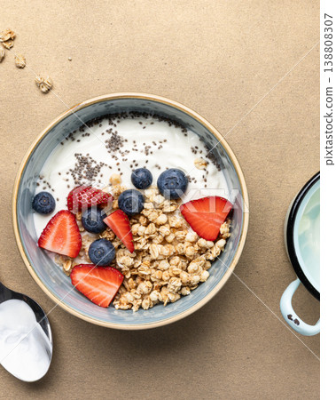 Healthy breakfast yogurt granola bowl Healthy breakfast yogurt granola bowl 138808307