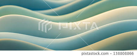 abstract smooth pastel blue beige flowing waves background modern liquid plastic fluid surface graphic art beautiful elegant design creative soft 3d render wallpaper concept 138808866