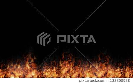 Lower Border of Fire with Smoke - 3d illustration Lower Border of Fire with Smoke - 3d illustration 138808988