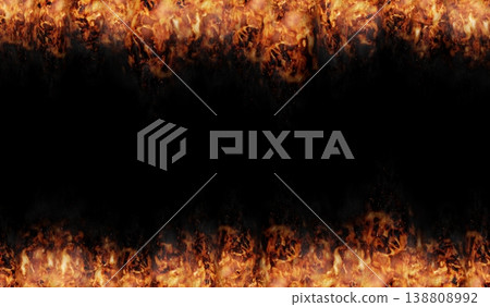 Top and Bottom Fire Borders - 3d illustration Top and Bottom Fire Borders - 3d illustration 138808992