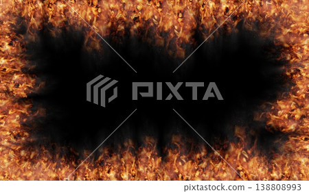 Rectangular Fire Frame with Thick Flames - 3d illustration Rectangular Fire Frame with Thick Flames - 3d illustration 138808993
