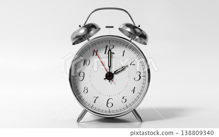 Retro Twin Bell Alarm Clock Is Set to Two - 3d illustration Retro Twin Bell Alarm Clock Is Set to Two - 3d illustration 138809340