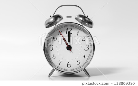 Retro Twin Bell Alarm Clock Is Set to Eleven - 3d illustration 138809350