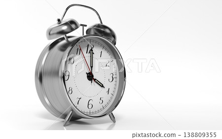 Retro Twin Bell Alarm Clock Is Set to Four - 3d illustration 138809355