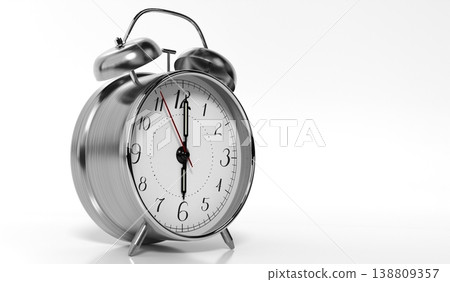 Retro Twin Bell Alarm Clock Is Set to Six - 3d illustration 138809357