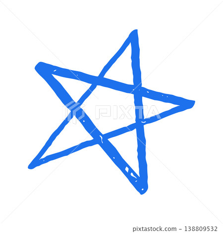 Five Pointed Star Hand Drawn Vector Illustration. Whimsical Doodle Celestial Symbol Grunge Texture Five Pointed Star Hand Drawn Vector Illustration. Whimsical Doodle Celestial Symbol Grunge Texture 138809532