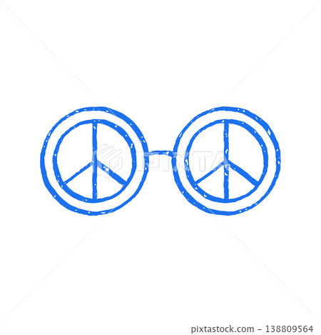 Retro Peace Sign Glasses Hand Drawn Doodle Vector Illustration For Hippie Culture 138809564