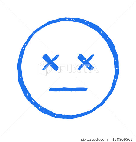 Dizzy Dead Face Emoticon Hand Drawn Doodle Vector Illustration For Comic Expression 138809565
