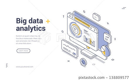Big Data Analytics And Technology Isometric Banner Template Vector Illustration Big Data Analytics And Technology Isometric Banner Template Vector Illustration 138809577