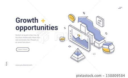 Business Growth And Opportunities Isometric Banner Template Vector Illustration Business Growth And Opportunities Isometric Banner Template Vector Illustration 138809584