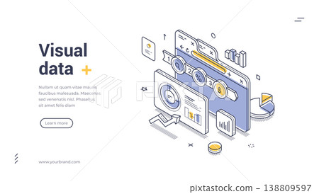 Visual Data Analytics And Financial Report Isometric Vector Illustration Banner Template Visual Data Analytics And Financial Report Isometric Vector Illustration Banner Template 138809597