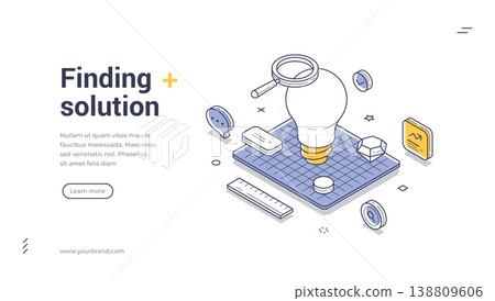 Finding Solution Creative Idea Isometric Banner Template Vector Illustration For Business Strategy Finding Solution Creative Idea Isometric Banner Template Vector Illustration For Business Strategy 138809606