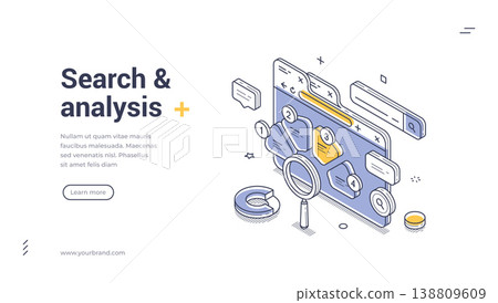 Search And Analysis Data Research Web Isometric Banner Template Vector Illustration Search And Analysis Data Research Web Isometric Banner Template Vector Illustration 138809609