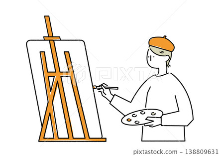 一位女子正在作畫 138809631