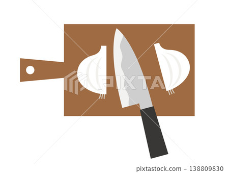 Onion cutout illustration (cooking/recipe/white background) 138809830