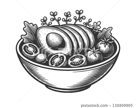 Healthy Avocado Salad Bowl with Fresh Vegetables Healthy Avocado Salad Bowl with Fresh Vegetables 138809905