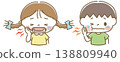 Illustrations of children with swollen cheeks and toothaches. 138809940