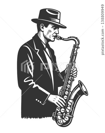 Jazz Saxophonist Playing Music vector illustration Jazz Saxophonist Playing Music vector illustration 138809949