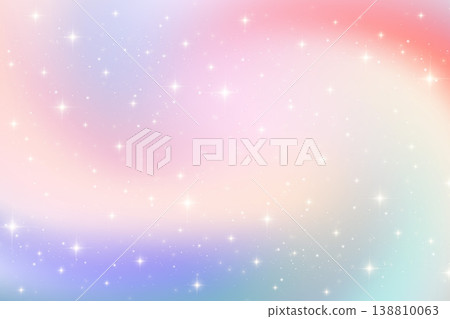 Starry universe background with purple night sky. Magical cosmic scene of pink galaxy. Blue gradient horizon and glowing constellation patterns in space. Vector illustration 138810063