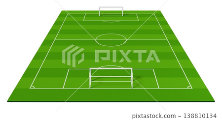 Soccer field - pitch with gates isolated on white background - 3D illustration Soccer field - pitch with gates isolated on white background - 3D illustration 138810134