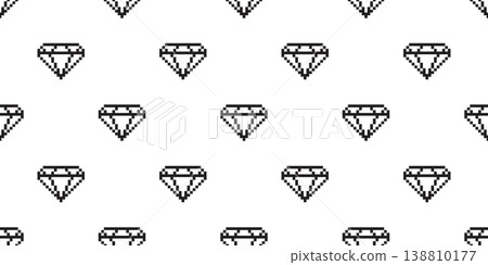 diamond seamless pattern pixel art vector gem jewelry game retro tile background gift wrapping paper repeat wallpaper cartoon illustration scarf isolated design 138810177