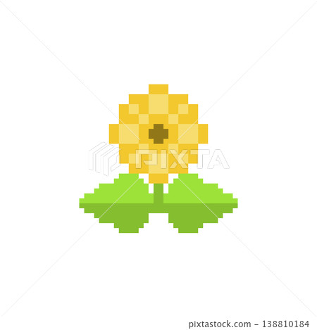Pixel art of a yellow sunflower Pixel art of a yellow sunflower 138810184