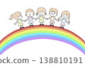 孩子們手牽手走在彩虹上 138810191