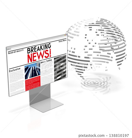 News concept - geometrical world map - 3D illustration News concept - geometrical world map - 3D illustration 138810197