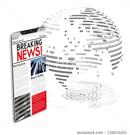 News concept - geometrical world map - 3D illustration News concept - geometrical world map - 3D illustration 138810201