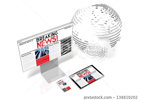 News concept - geometrical world map - 3D illustration News concept - geometrical world map - 3D illustration 138810202