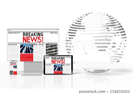 News concept - geometrical world map - 3D illustration News concept - geometrical world map - 3D illustration 138810203