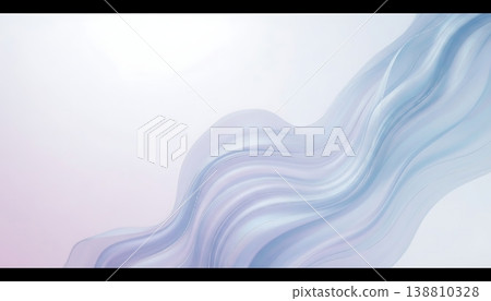 Abstract digital illustration featuring flowing translucent waves in soft pastel colors against a light background, creating a sense of movement and fluidity 138810328